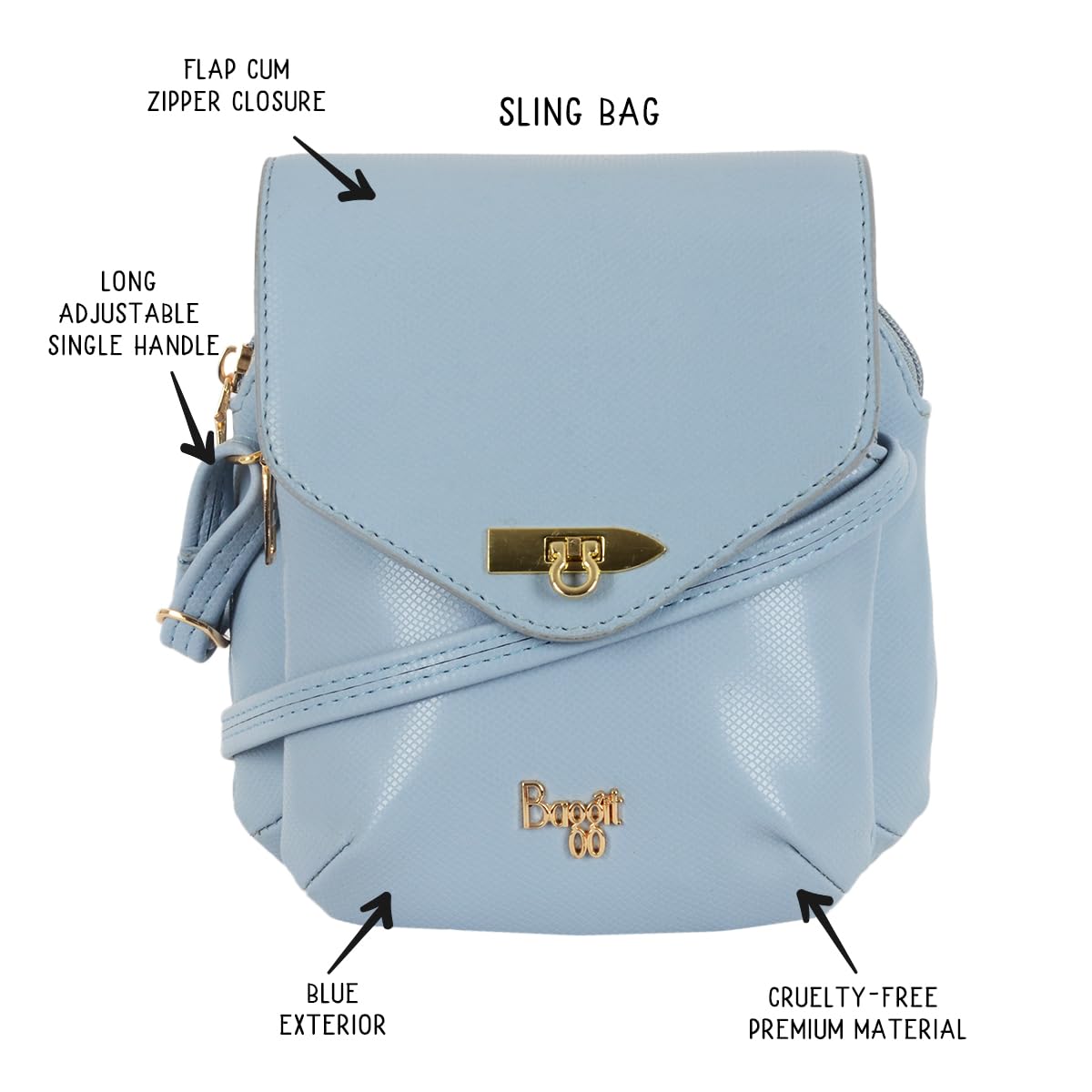 Baggit Women's Sling Bag  (Blue) 