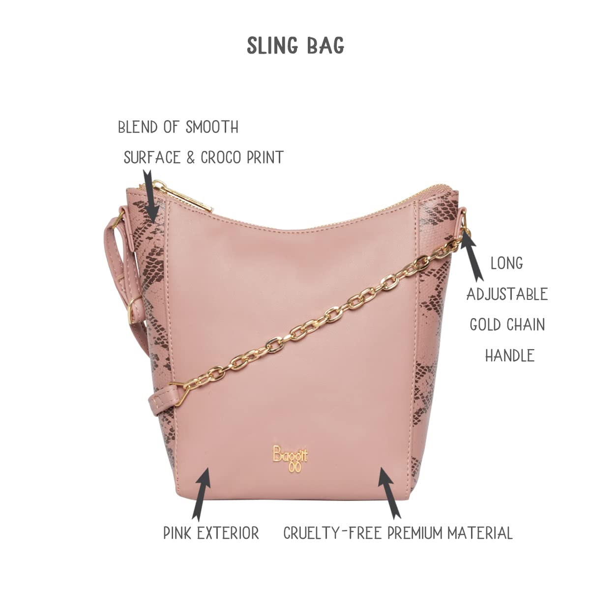 Baggit Women's Sling Bag - Extra Small (Pink) 