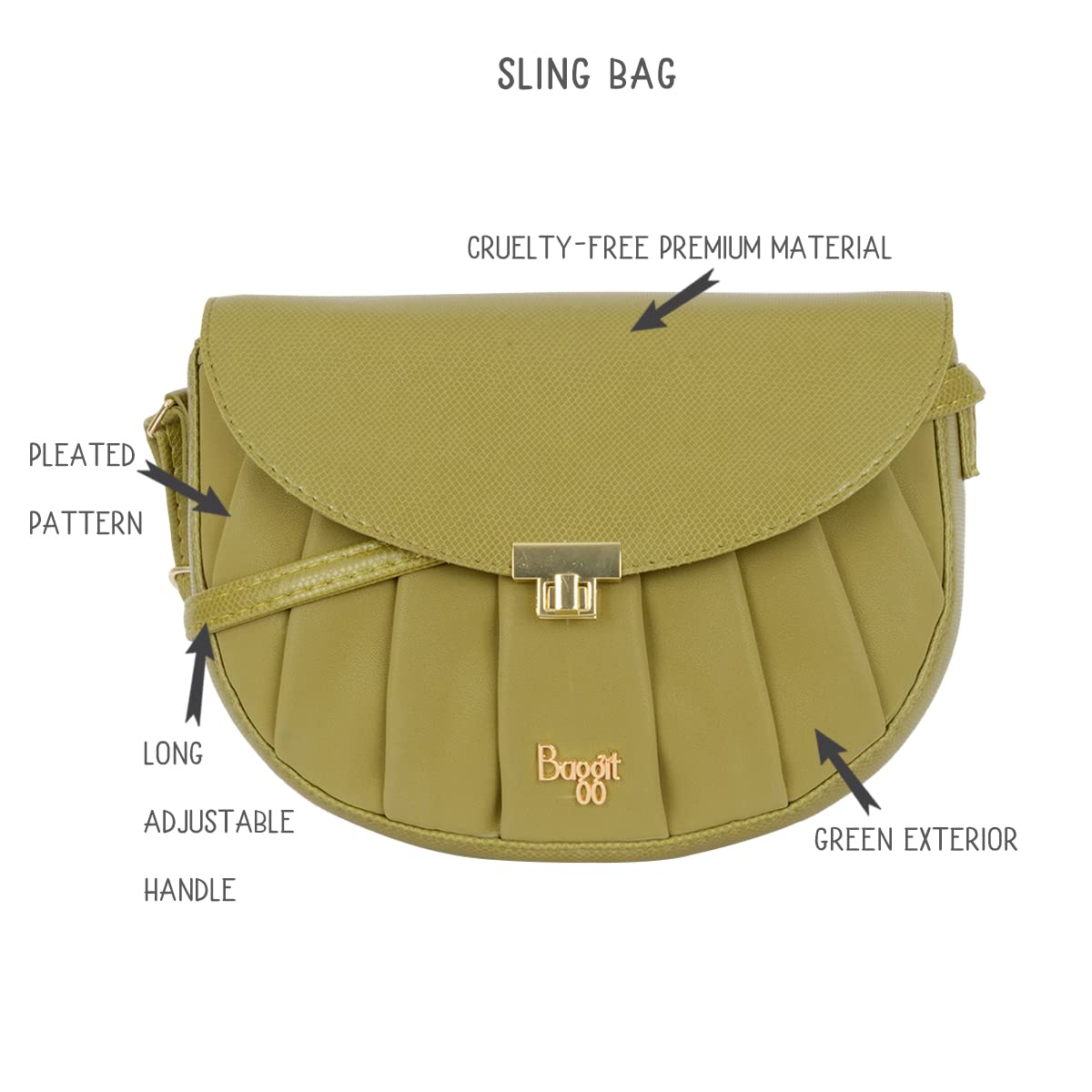 Baggit Women's Sling Bag (Green) 