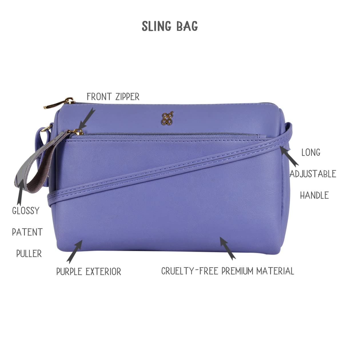 Baggit Women's Sling Bag (Purple) 