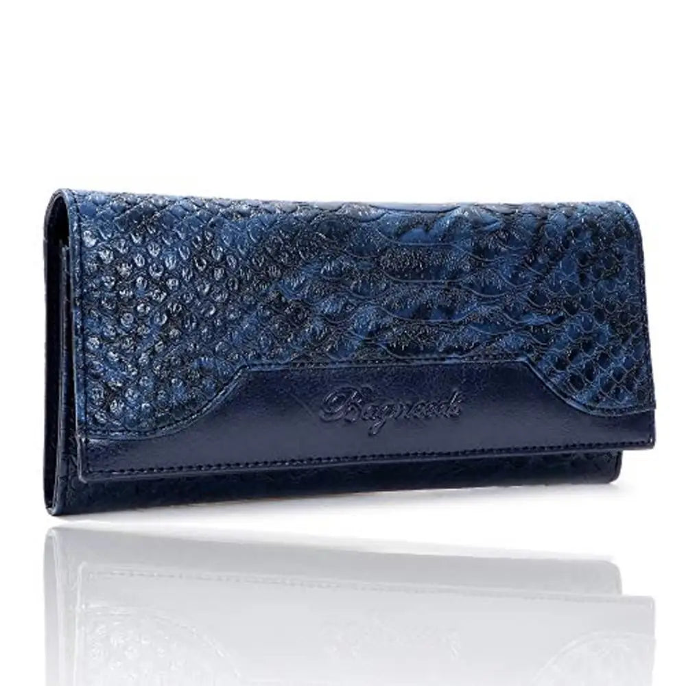 Bagneeds Crok with Pu Leather Fabric Clutch Cash/Card Holder for Women/Girls (Blue) 