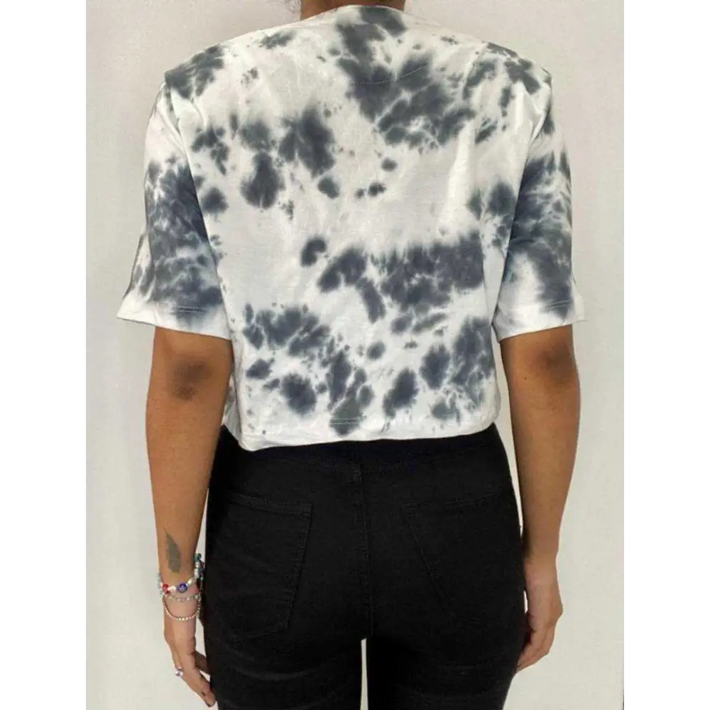 Black Dots Tie Dye Cotton Crop Top 