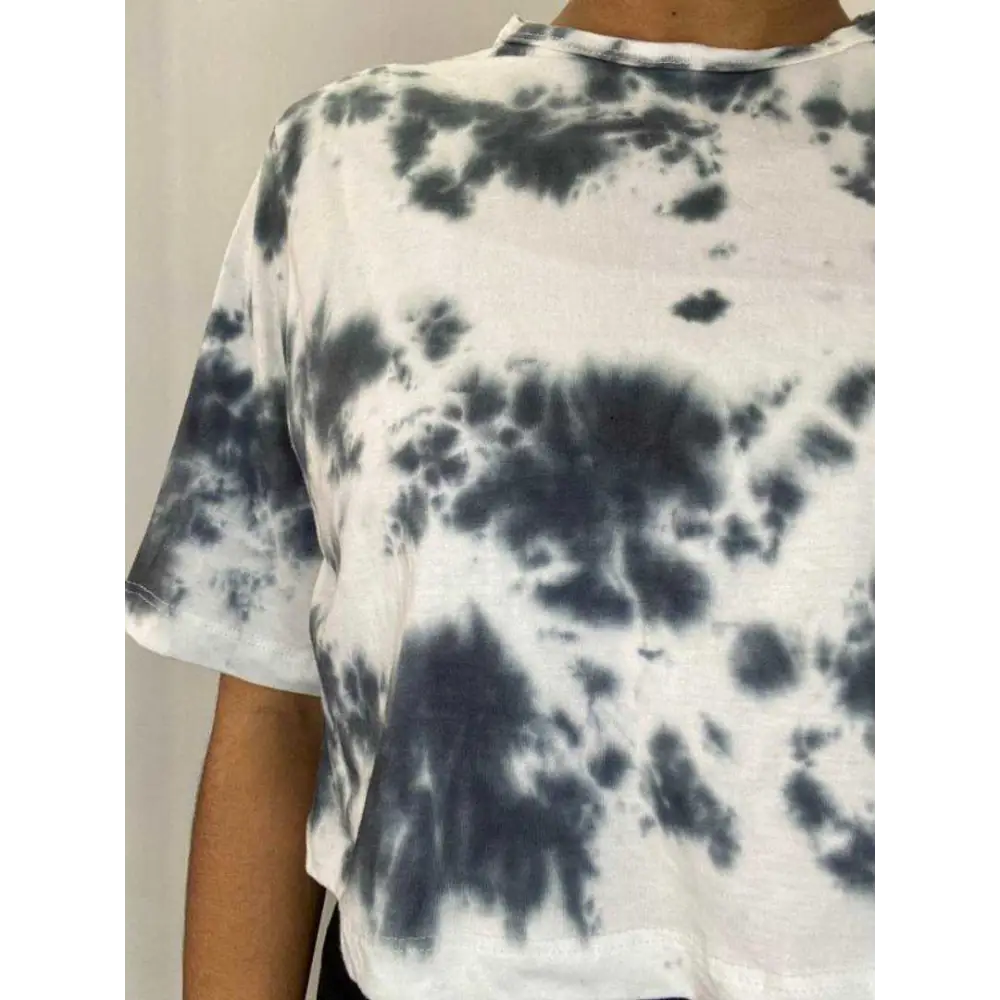 Black Dots Tie Dye Cotton Crop Top 