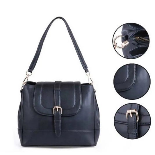 Black PU Solid Handbag Handbag 