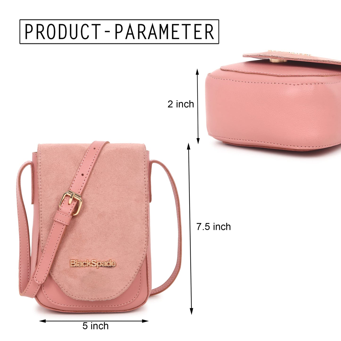 Black Spade Solid Pink Sling Bag 