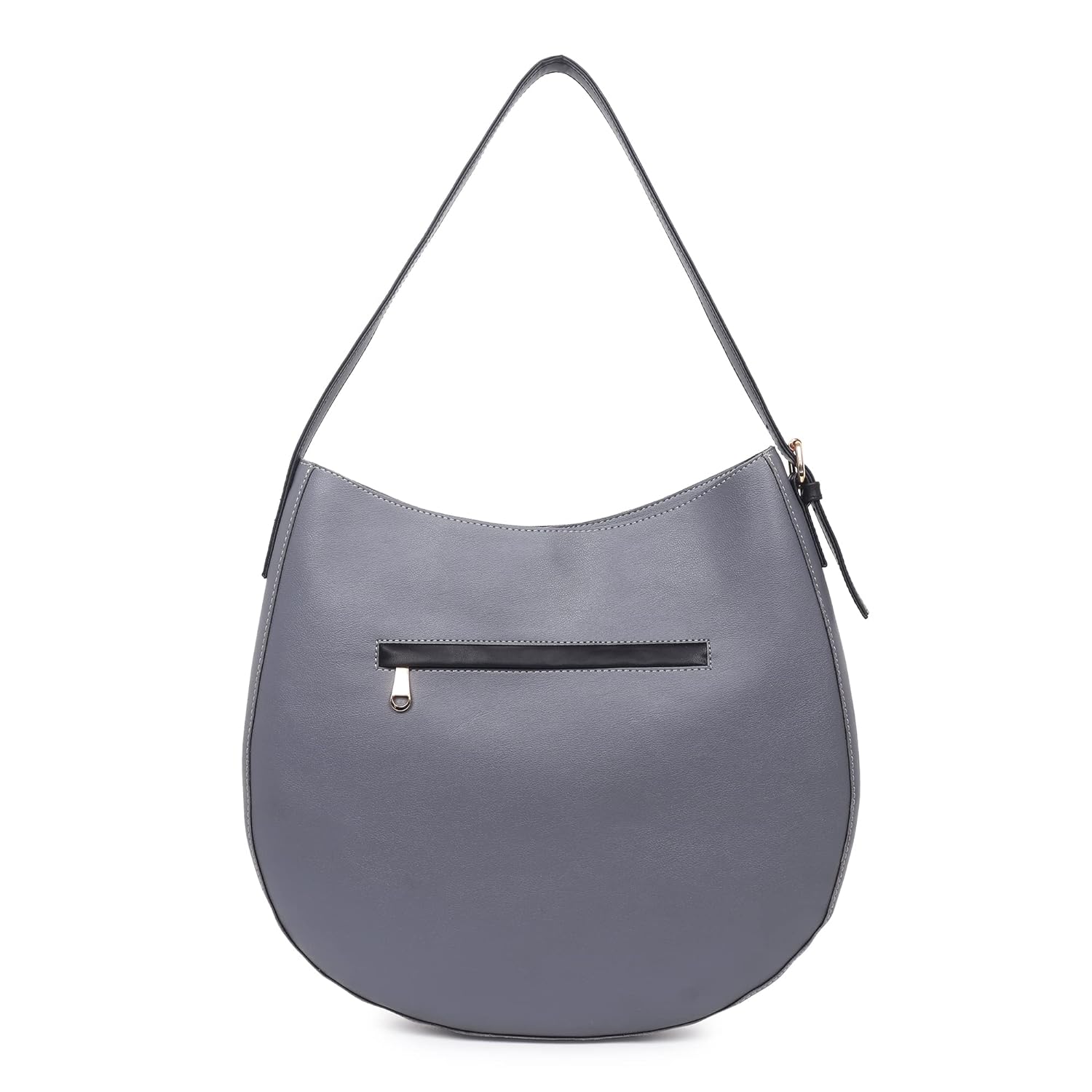 Black Spade Women Grey Structured Shopper Hobo Bag Half Moon Shoulder Bag PU Leather Ladies Purse 