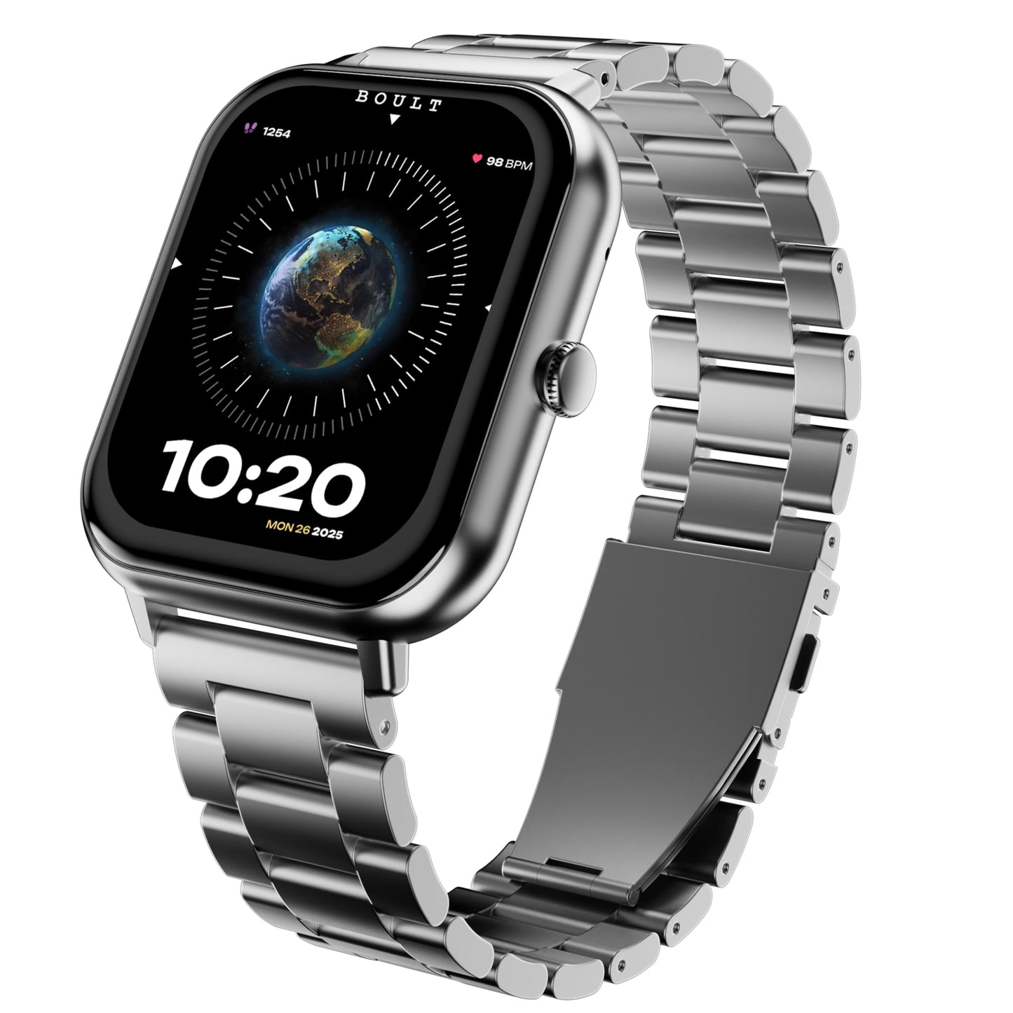 Boult Newly Launched Drift+ Smart Watch 1.85''HD Screen, Bluetooth Calling, IP68, 500 Nits Brightness,150+ Watchfaces, AI Voice Assistant, SpO2 Monitoring, 100+ Sports Mode Smartwatch (Chrome) SaumyasStore