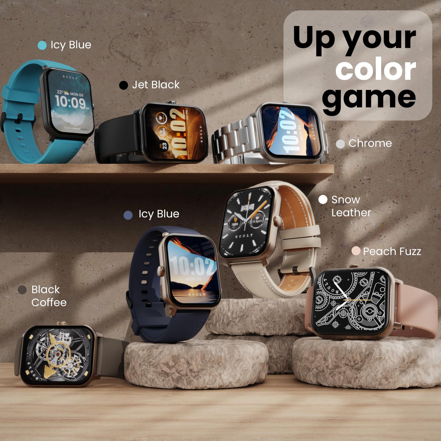 Boult Newly Launched Drift+ Smart Watch 1.85''HD Screen, Bluetooth Calling, IP68, 500 Nits Brightness,150+ Watchfaces, AI Voice Assistant, SpO2 Monitoring, 100+ Sports Mode Smartwatch (Chrome) SaumyasStore