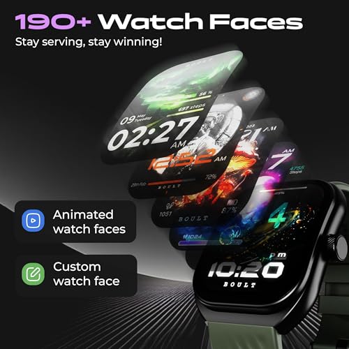 Boult Newly Launched Trail Smart Watch 2.01'' 3D Curved HD Display, BT Calling, Working Crown, 190+Watchfaces, 500 Nits Brightness, AI Voice Assistant, SpO2 Monitoring, 120+ Sports Mode (Jade Green) SaumyasStore