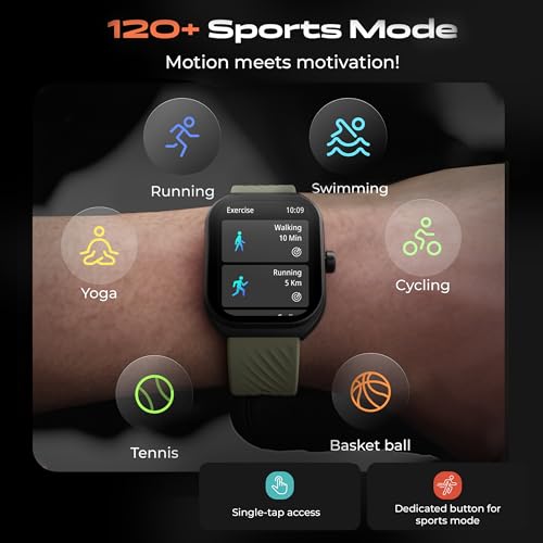 Boult Newly Launched Trail Smart Watch 2.01'' 3D Curved HD Display, BT Calling, Working Crown, 190+Watchfaces, 500 Nits Brightness, AI Voice Assistant, SpO2 Monitoring, 120+ Sports Mode (Jade Green) SaumyasStore