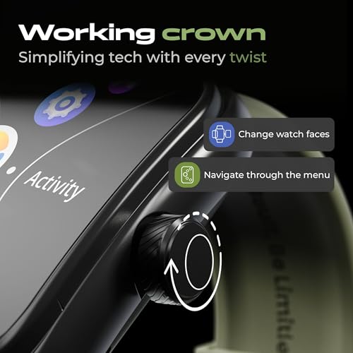 Boult Newly Launched Trail Smart Watch 2.01'' 3D Curved HD Display, BT Calling, Working Crown, 190+Watchfaces, 500 Nits Brightness, AI Voice Assistant, SpO2 Monitoring, 120+ Sports Mode (Jade Green) SaumyasStore