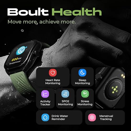 Boult Newly Launched Trail Smart Watch 2.01'' 3D Curved HD Display, BT Calling, Working Crown, 190+Watchfaces, 500 Nits Brightness, AI Voice Assistant, SpO2 Monitoring, 120+ Sports Mode (Jade Green) SaumyasStore