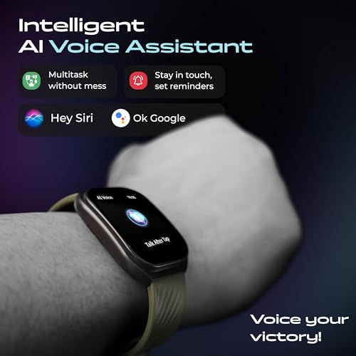 Boult Newly Launched Trail Smart Watch 2.01'' 3D Curved HD Display, BT Calling, Working Crown, 190+Watchfaces, 500 Nits Brightness, AI Voice Assistant, SpO2 Monitoring, 120+ Sports Mode (Jade Green) SaumyasStore