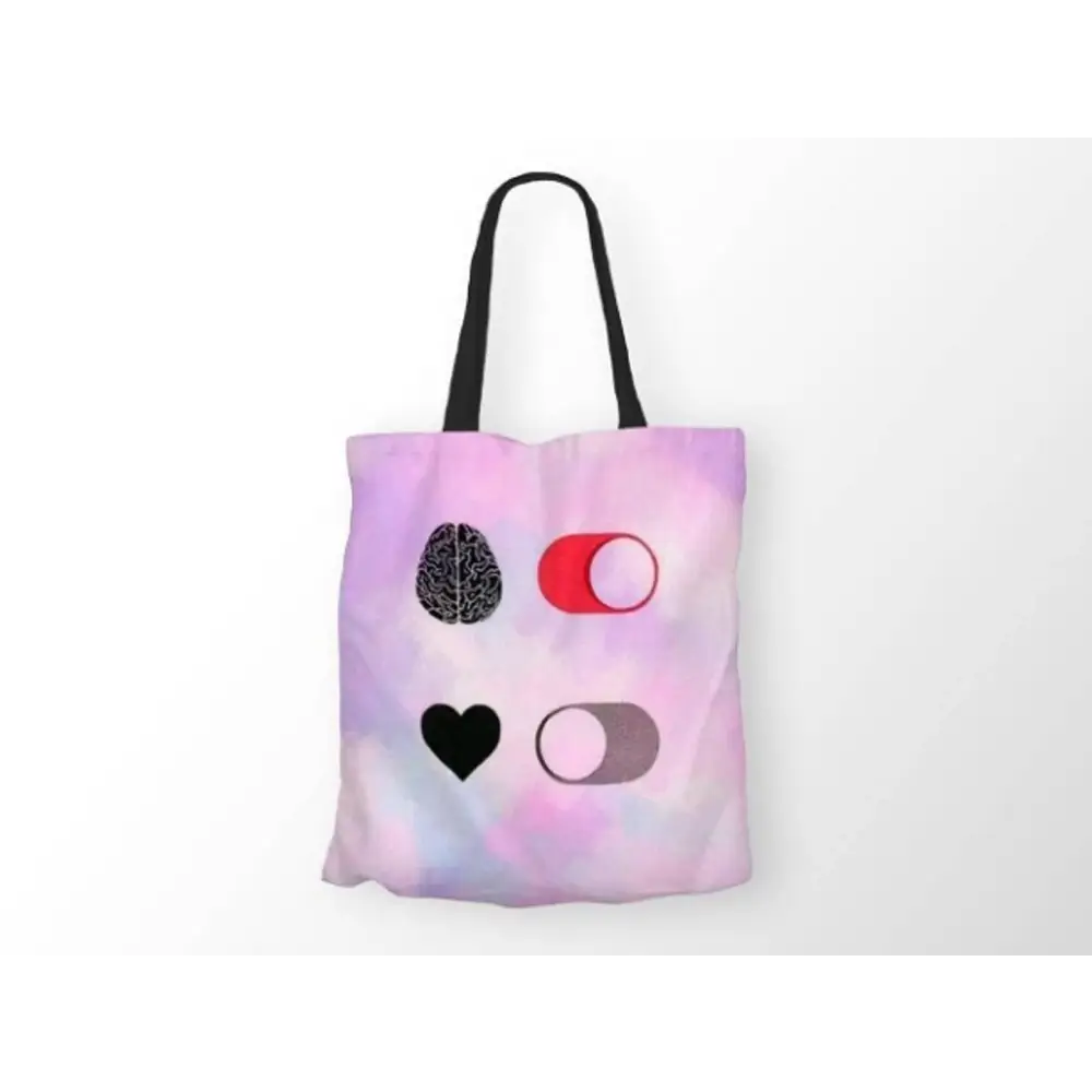 Brain On Heart Off Printed Canvas Tote Bag 