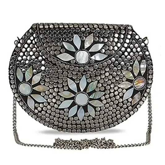 Bridal Women Antique Brass Purse Ethnic Handmade Metal Clutch Bag 