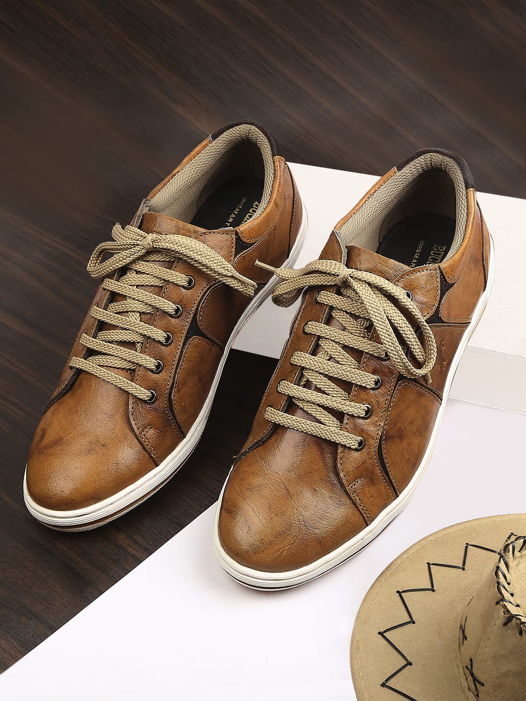 Buckaroo: Miller FullGrain Natural Leather Tan Casual Shoes for Mens 