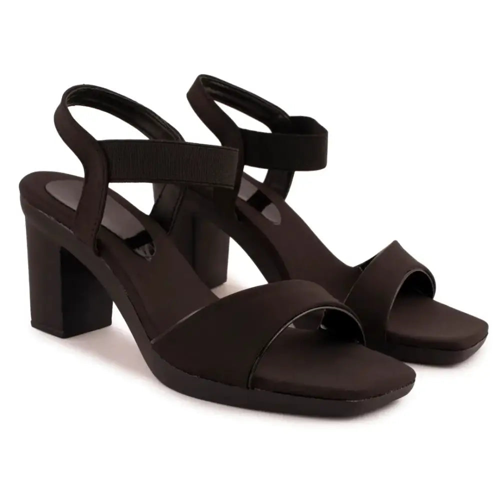 CARRITO Black Stylish Heels Sandals for Women 