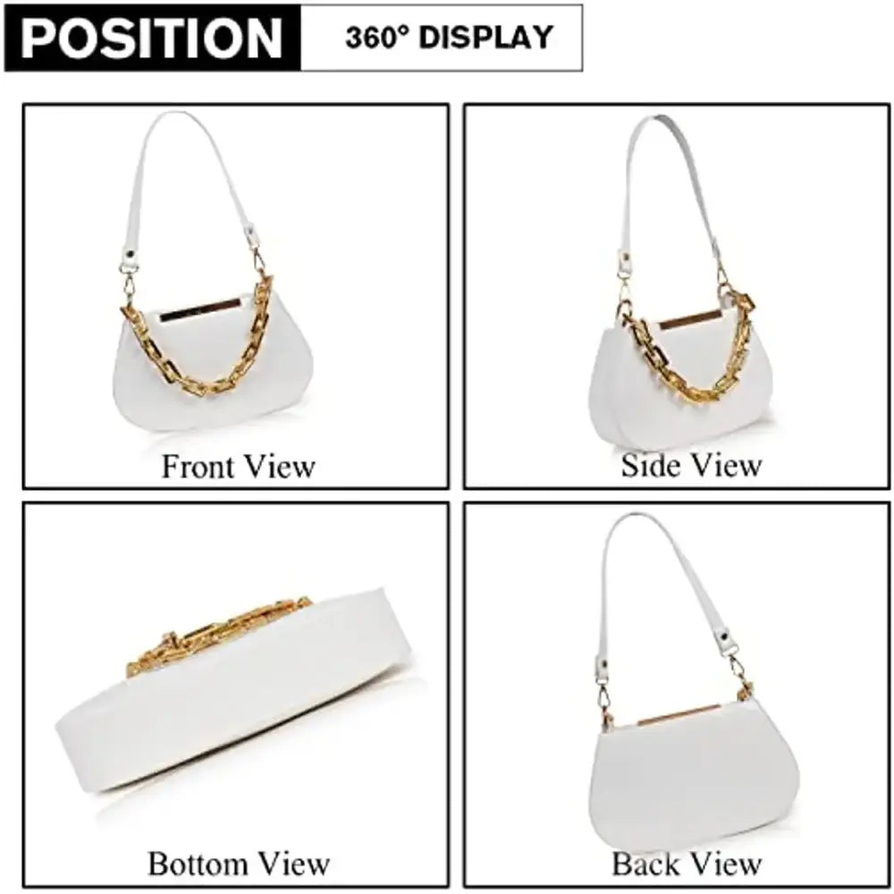 CLASSIC FANCY FASHIONBLE PARTY/WEDDING SHOLDER SLINGBAGS FOR WOMEN (WHITE) 