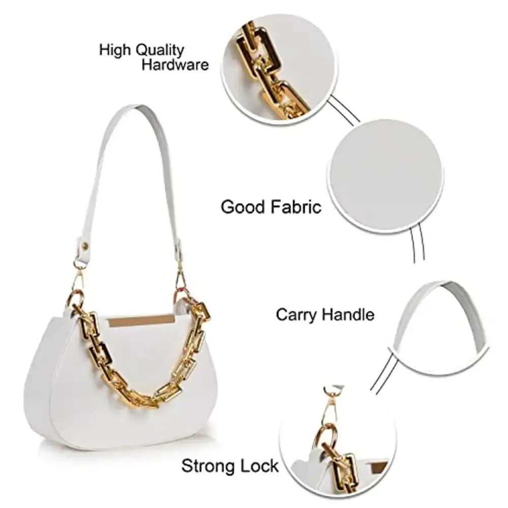 CLASSIC FANCY FASHIONBLE PARTY/WEDDING SHOLDER SLINGBAGS FOR WOMEN (WHITE) 