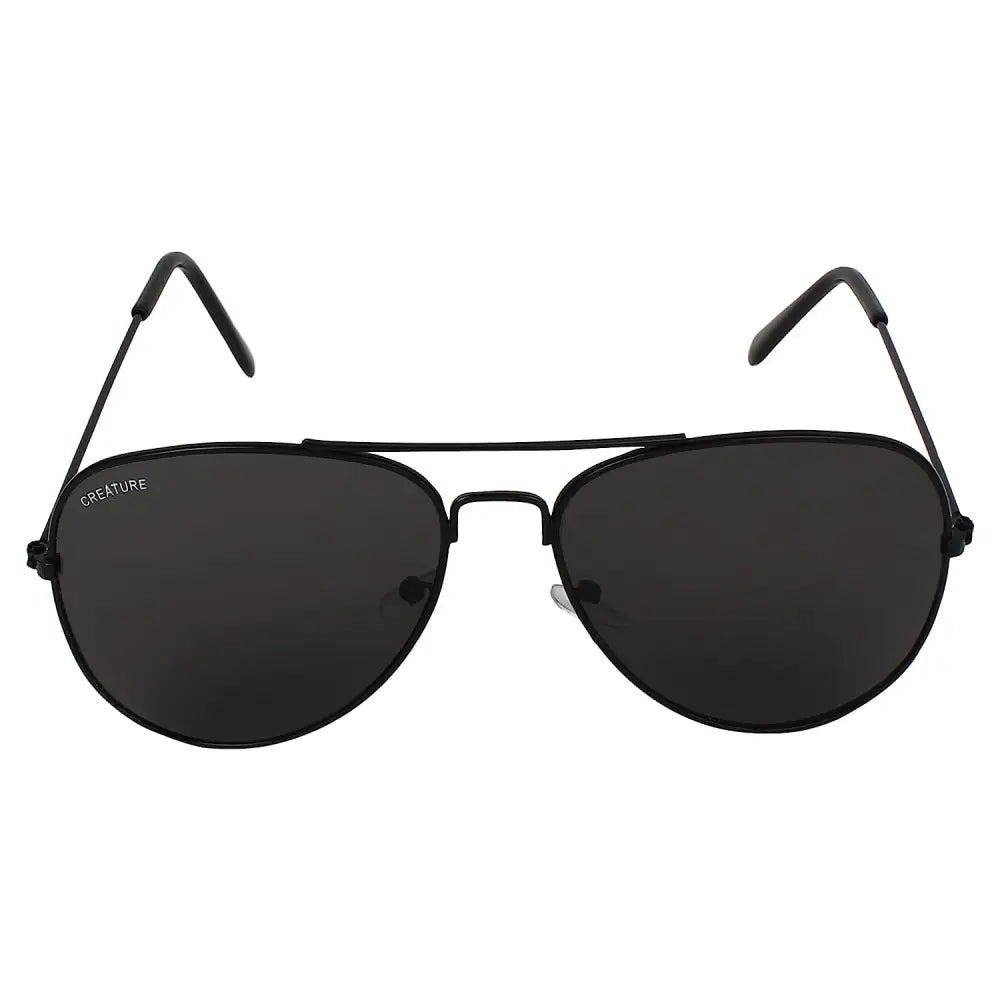CREATURE Unisex Aviator sunglasses Black Frame, Black Lens 