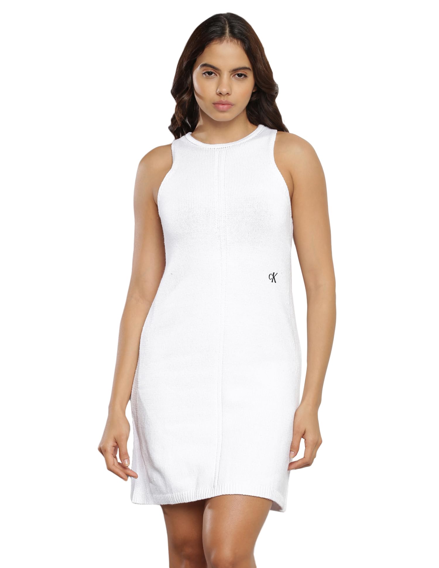 Calvin Klein Women's Cotton Blend Classic Below The Knee Dress (Bright White) 