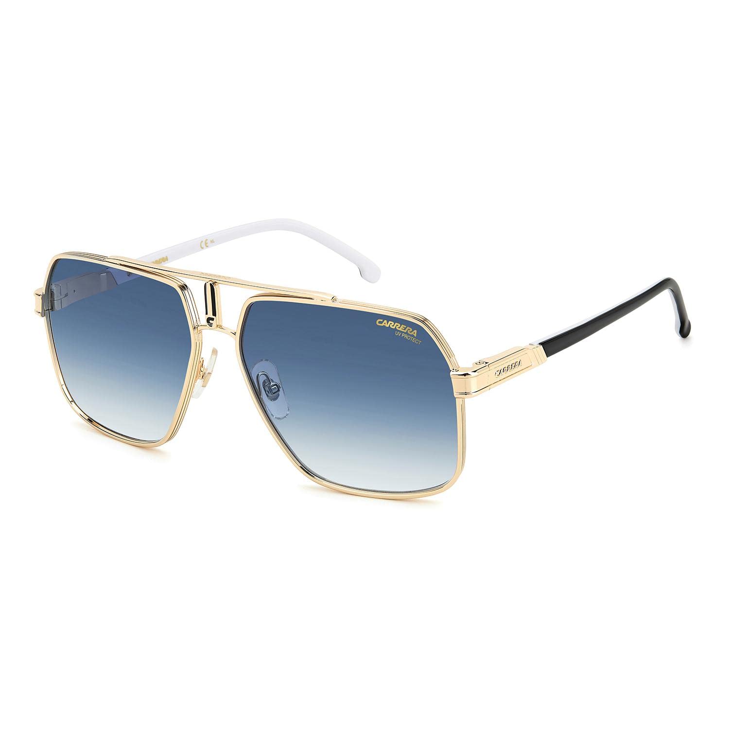 Carrera Men's Non-Polarized UV protected Blue Lens Glass Metal Rectangular Sunglasses 