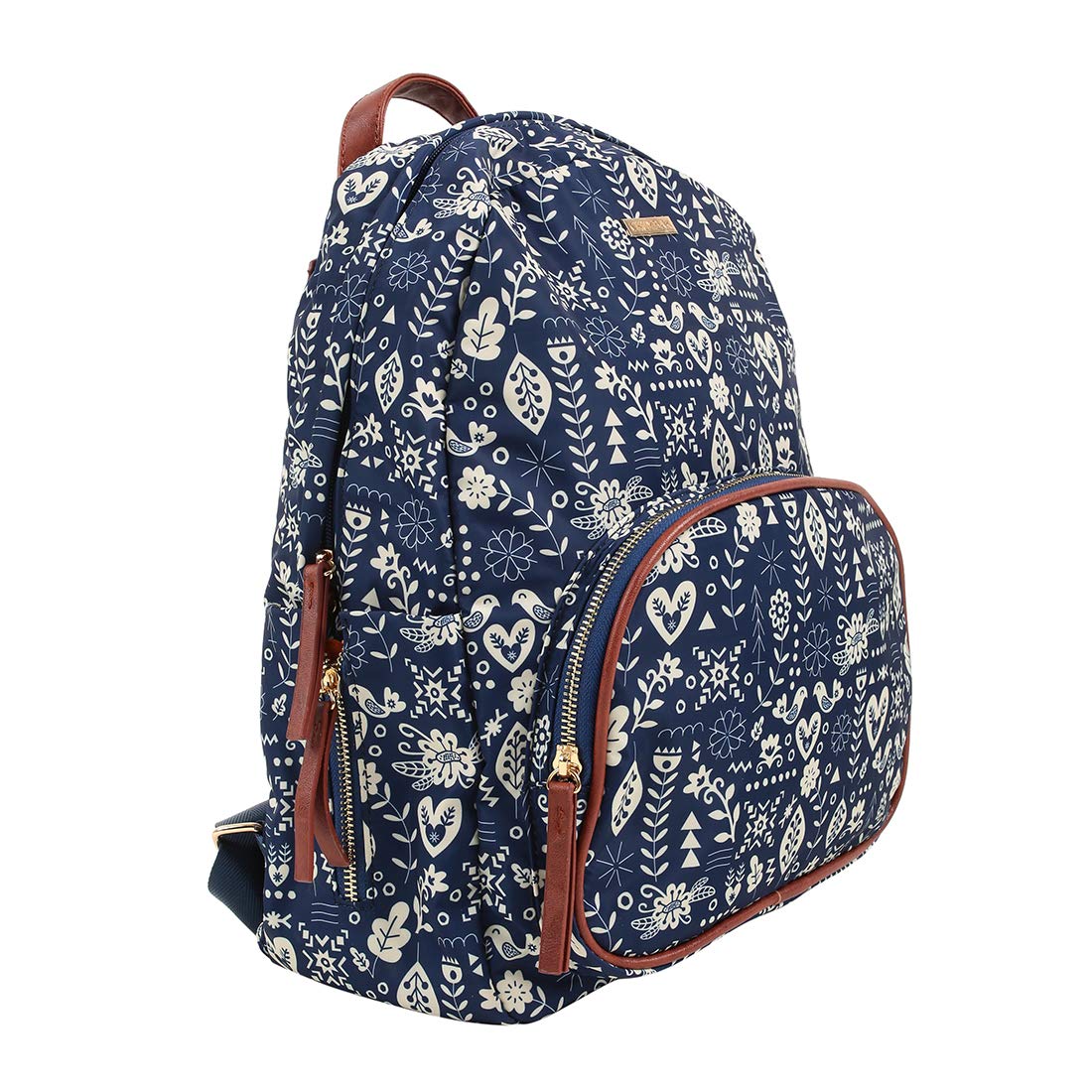 Chumbak Women's Backpack (Frosted Flowers, Navy) 