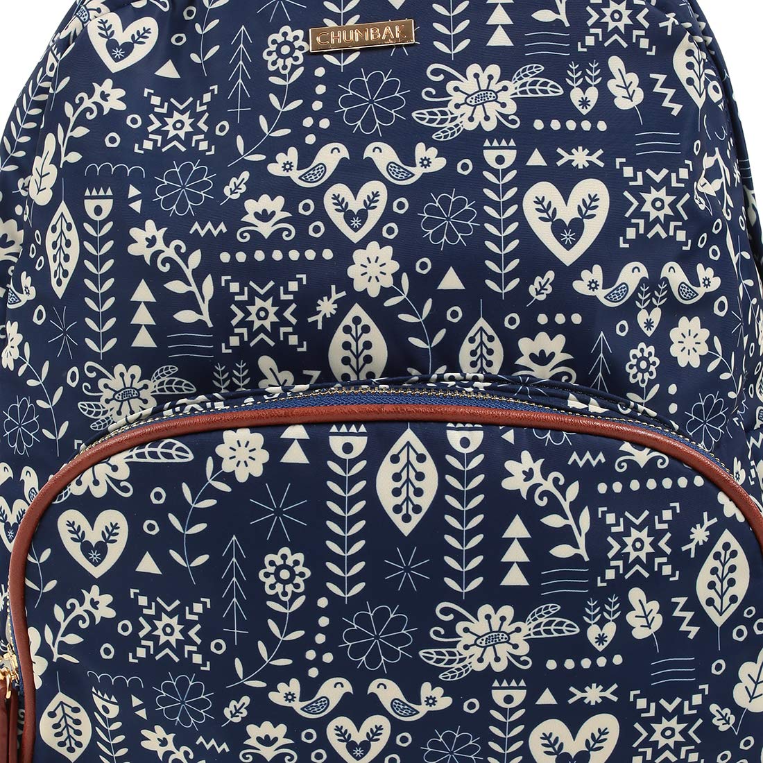 Chumbak Women's Backpack (Frosted Flowers, Navy) 