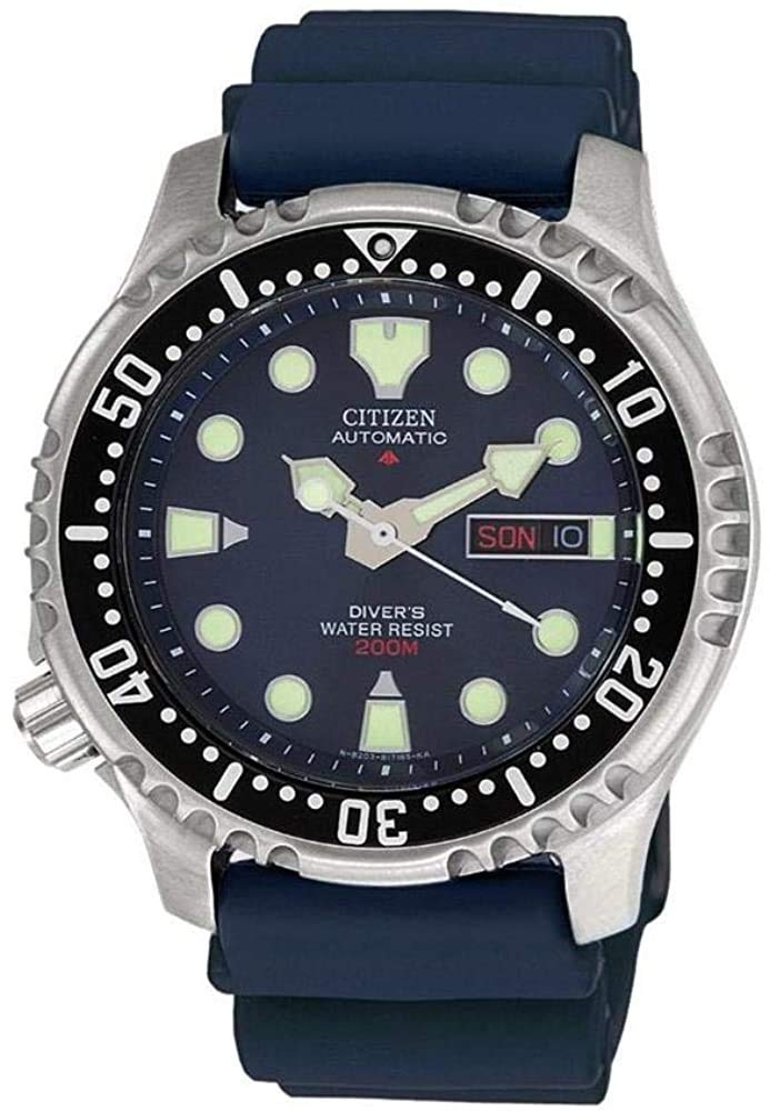 Citizen Men's Analogue Automatic Watch with a Rubber Band Promaster Marine, Silver Tone, Strap 