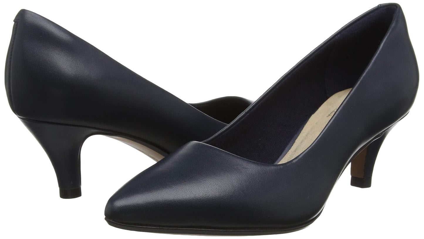 Clarks Women's Linvale Jerica Navy Leather Pumps 