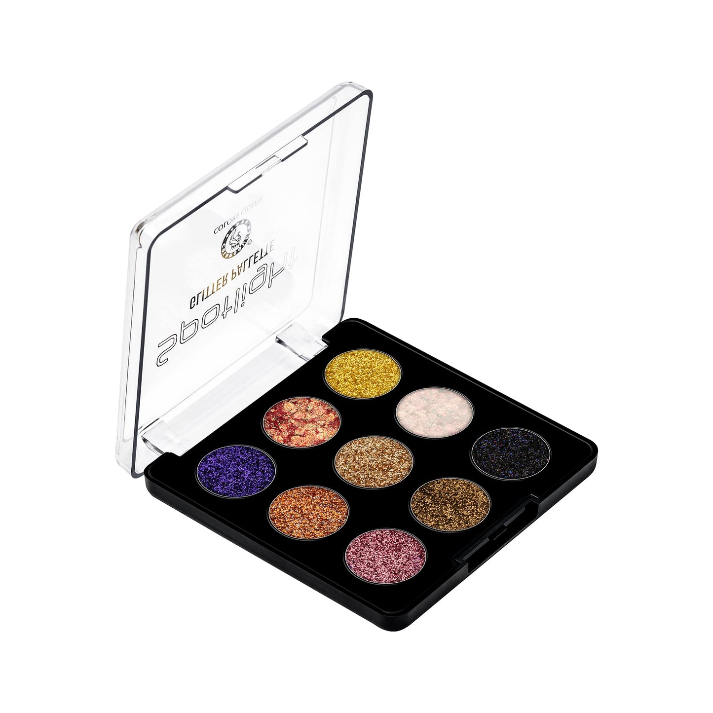 Colors Queen Glitter Eyeshadow Palette, 9 Glitter Eyeshades| Shimmery Finish, Blendable Eyeshadow, Finely Pressed & Pigmented Glitter Shades (15 Gram) 