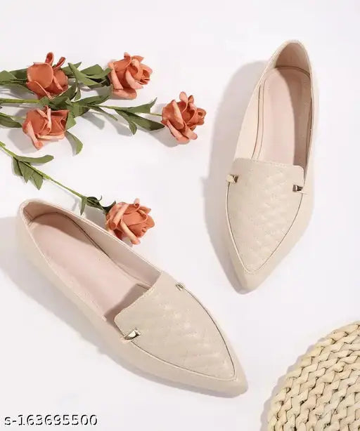 Comfortable/Casual Wear/Trendy/ Cream Flat Ballerinas For Women & Girls Women Beige Bellies SaumyasStore