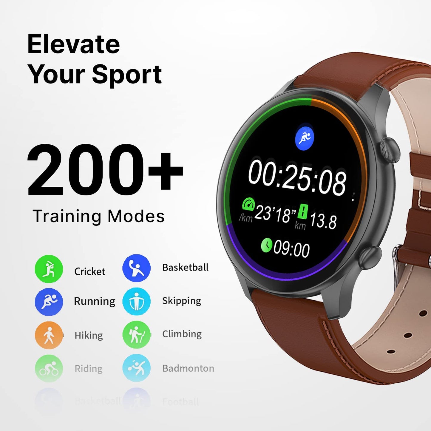 CrossBeats Orbit Infiniti 2.0, Large 1.43'' AMOLED Display Smartwatch with Ai ENC BT Calling,1000+Songs 4GB Storage, Connect TWS,10 Days Battery,Always on Display,300+Sports Modes, Free Strap Brown SaumyasStore