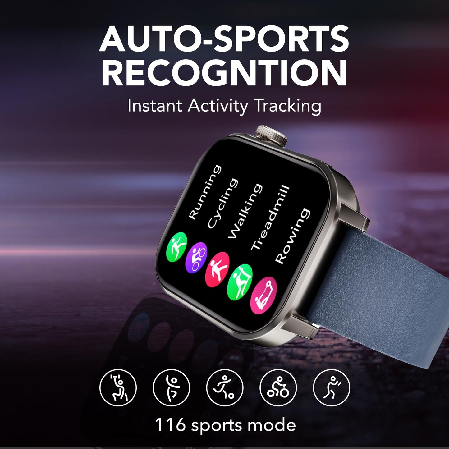 Cultsport Newly Launched Ace X Luxe Smartwatch, (Blue Leather) 