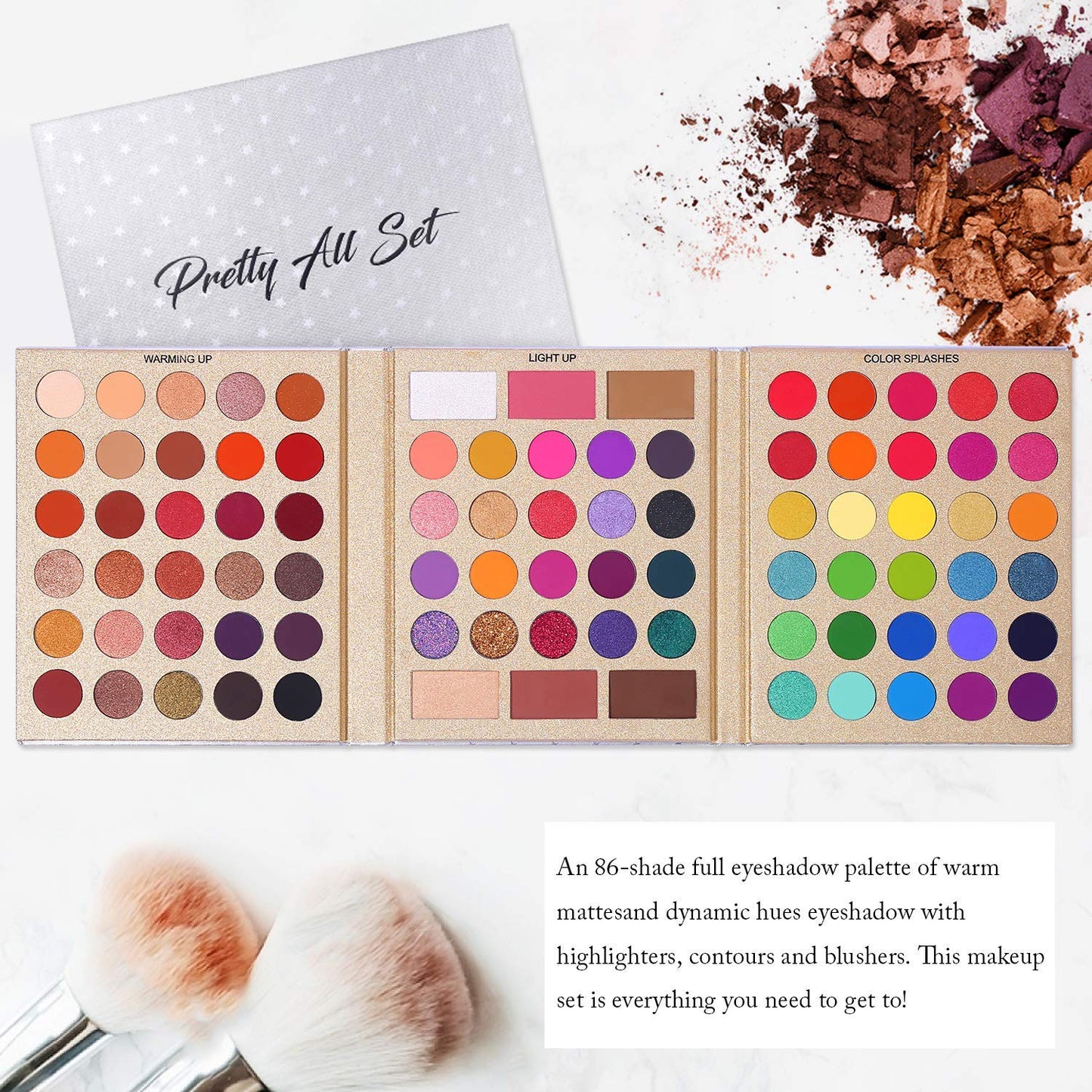 D.B.Z.® Pretty All Set Eyeshadow Palette Set Pro 86 Colors Makeup Kit Matte Shimmer Eye Shadow Highlighters Contour Blush Powder All In One Makeup Pallet 