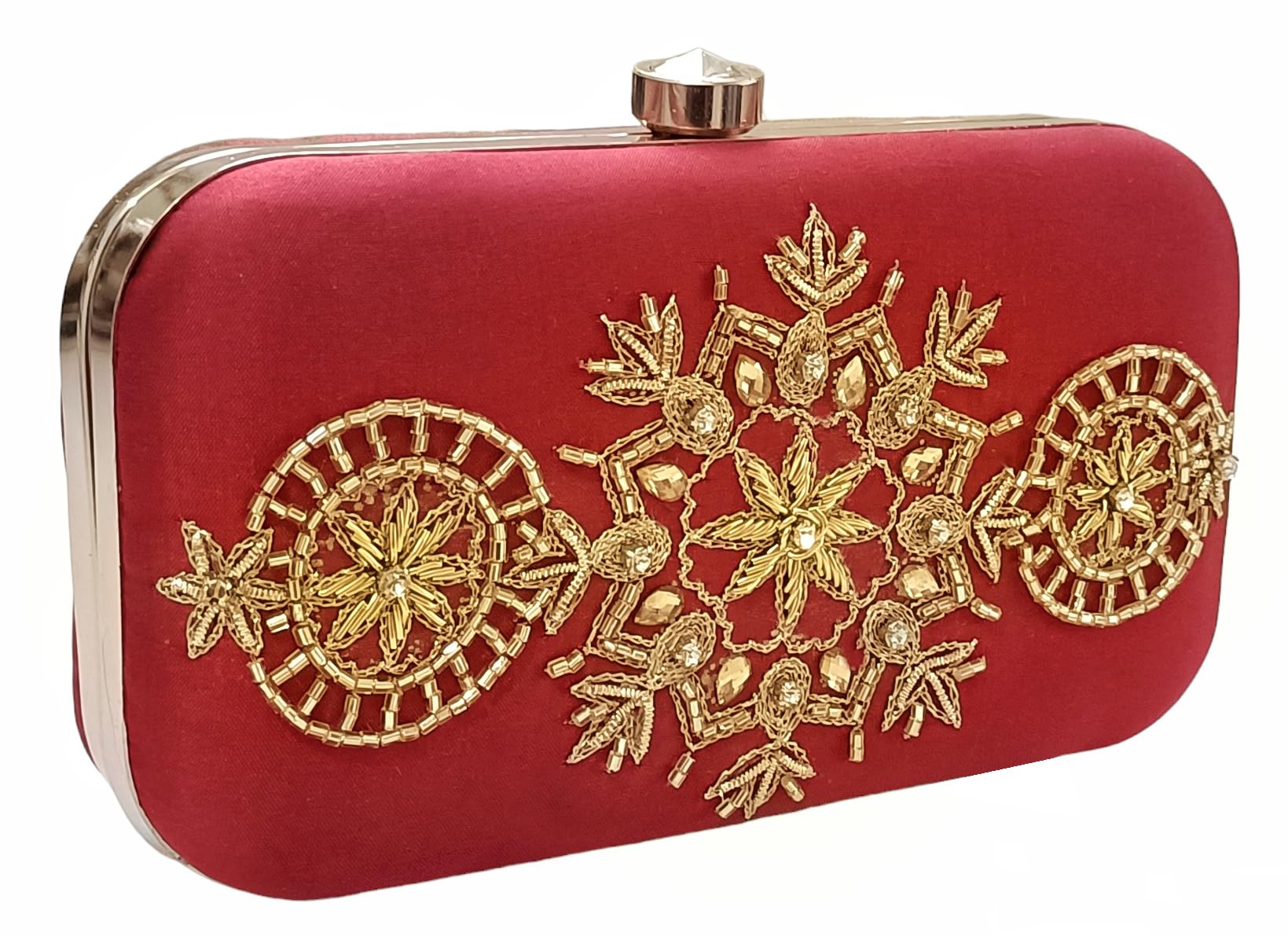 DUCHESS Women Maroon Hand Embroidered Clutch Purse 