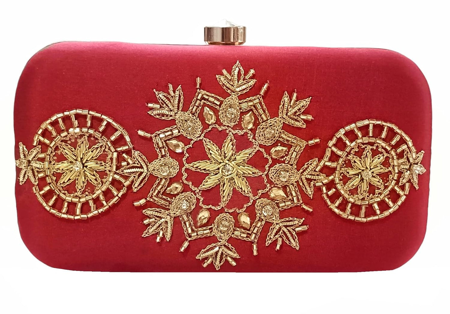 DUCHESS Women Maroon Hand Embroidered Clutch Purse 