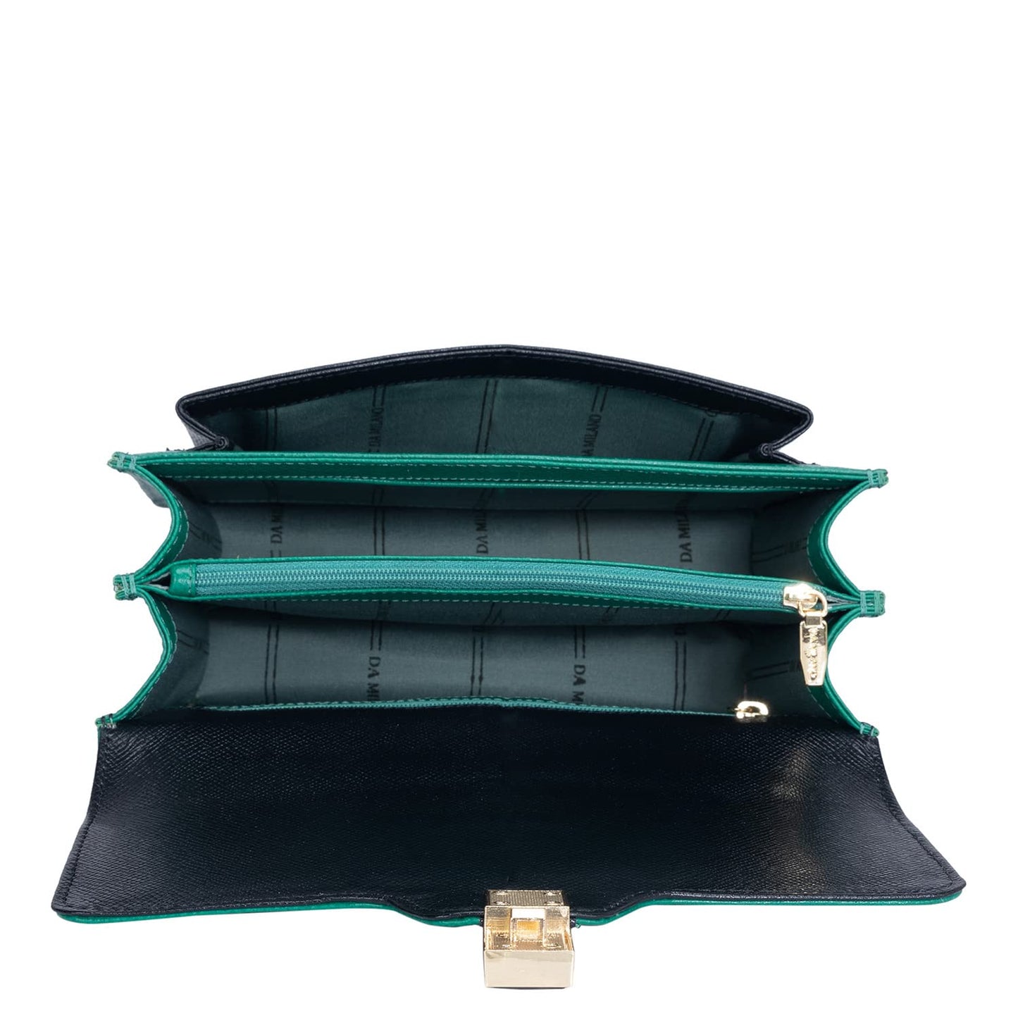 Da Milano Genuine Leather Green & Black Sling Bag (LB-00824) 