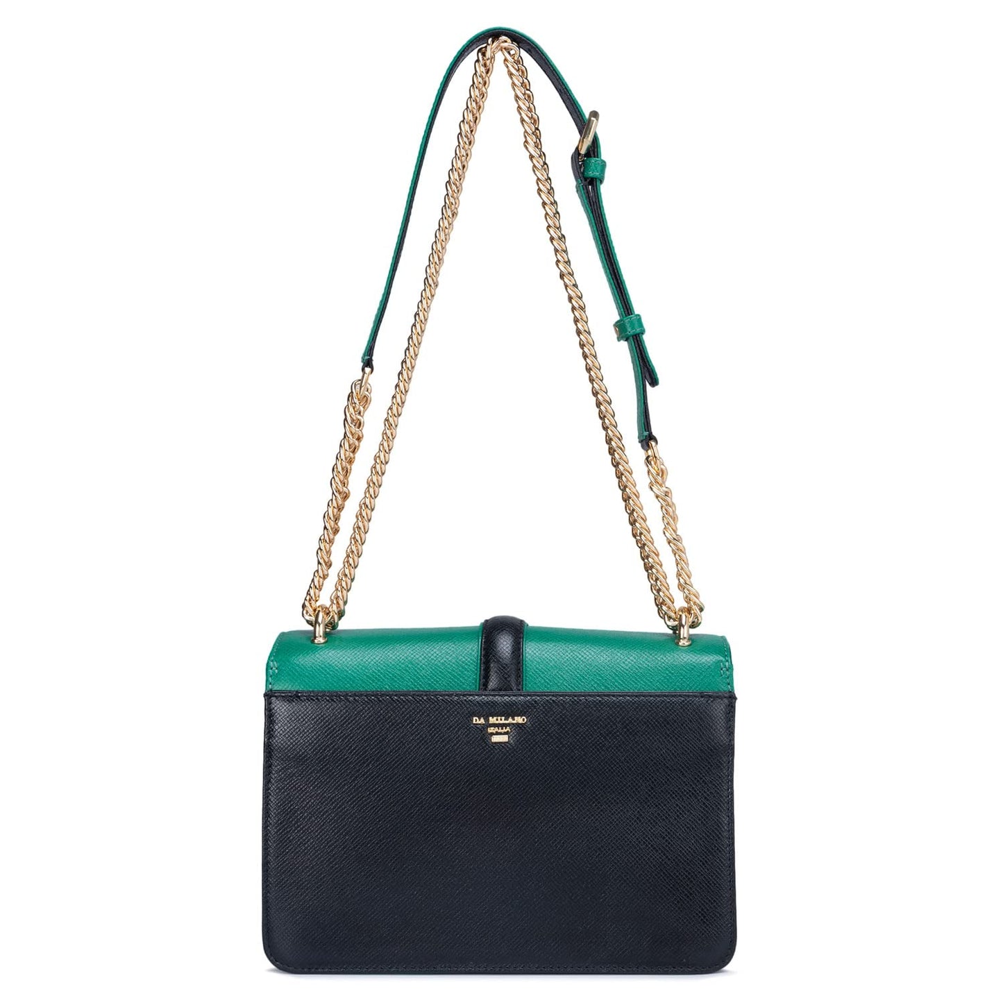 Da Milano Genuine Leather Green & Black Sling Bag (LB-00824) 