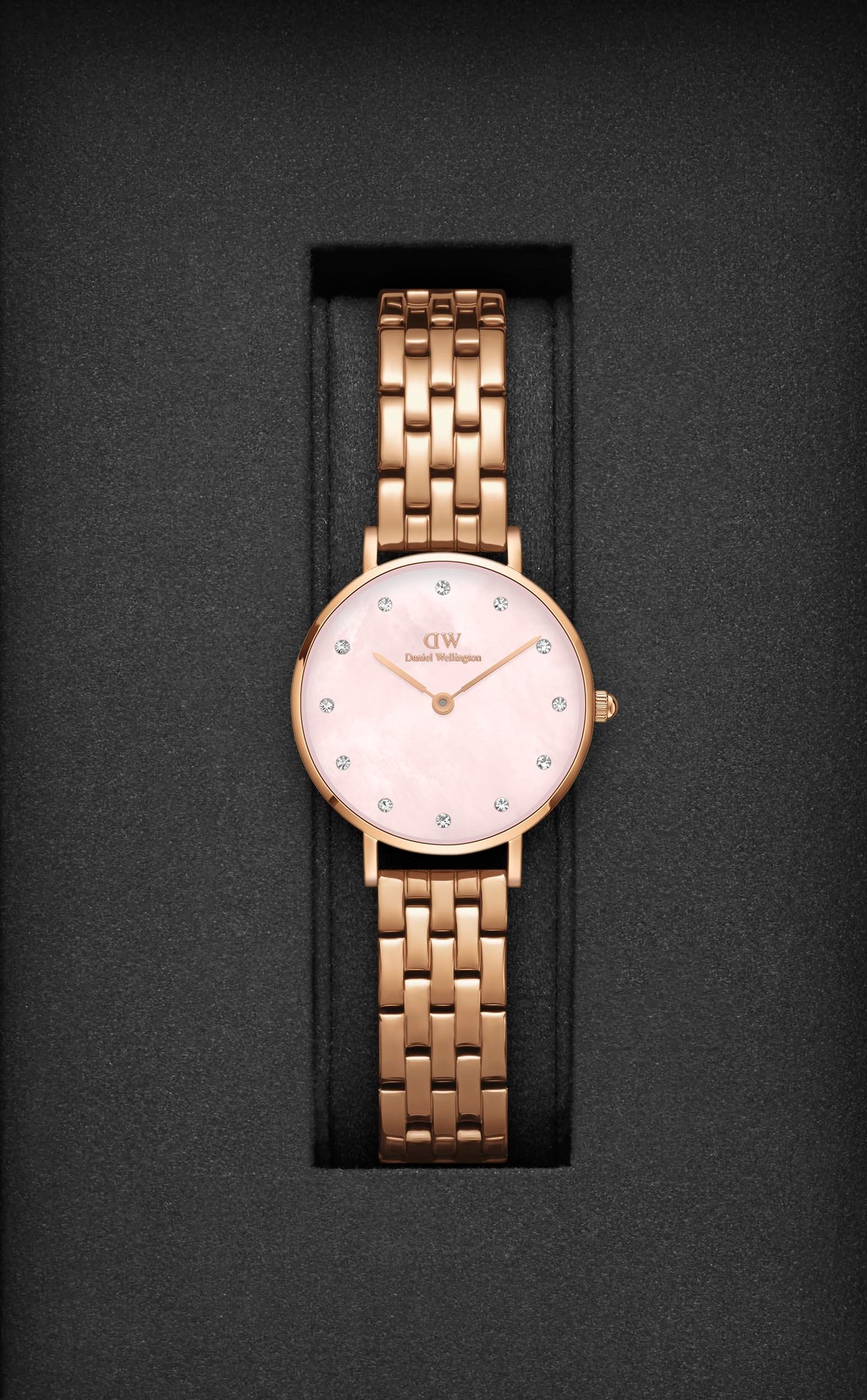 Daniel Wellington Petite Lumine 28 5-Link Pink Women Analogue Watch 