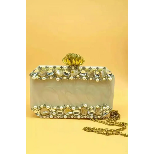 Designer Heavy Studded and Patch done on Clutch for Party Look Rexine Clutches (Free size) 