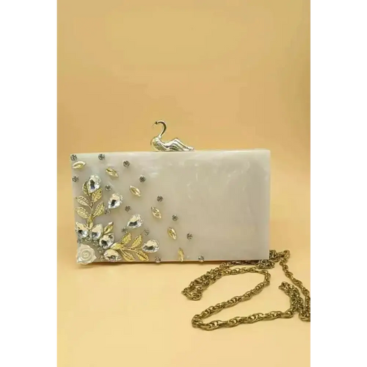 Designer Heavy Studded and Patch done on Clutch for Party Look Rexine Clutches (Free size) 