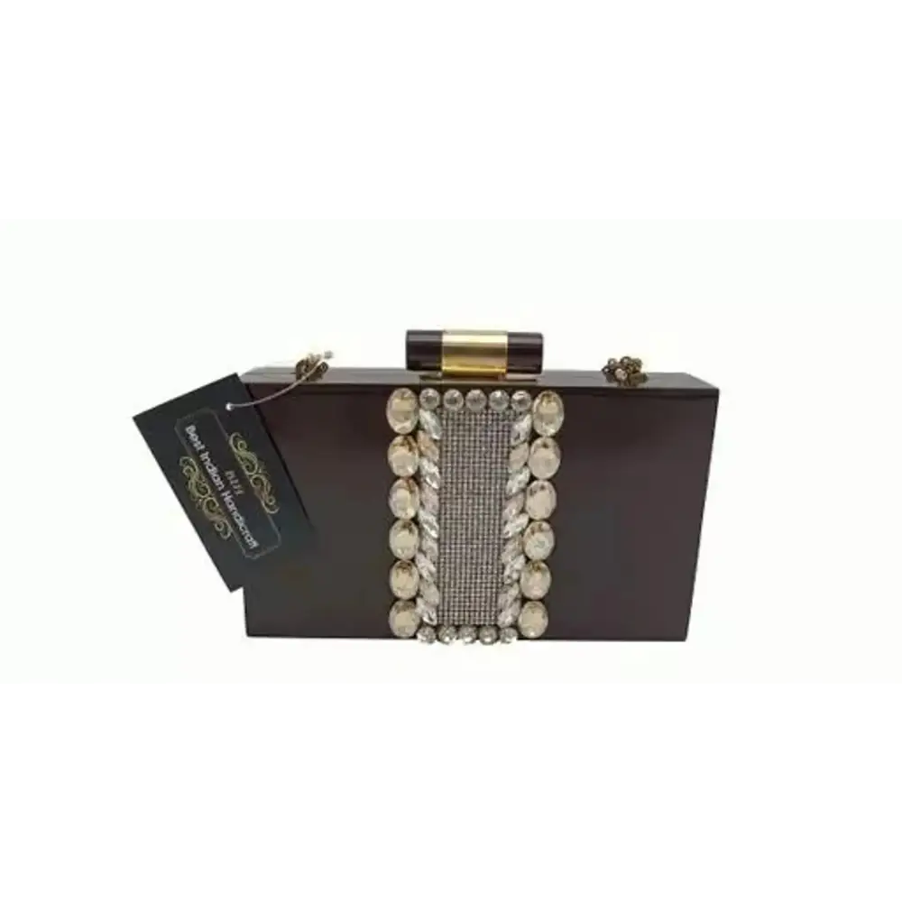 Designer Heavy Studded and Patch done on Clutch for Party Look Rexine Clutches (Free size) 