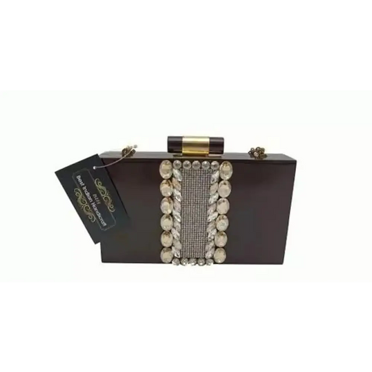 Designer Heavy Studded and Patch done on Clutch for Party Look Rexine Clutches (Free size) 