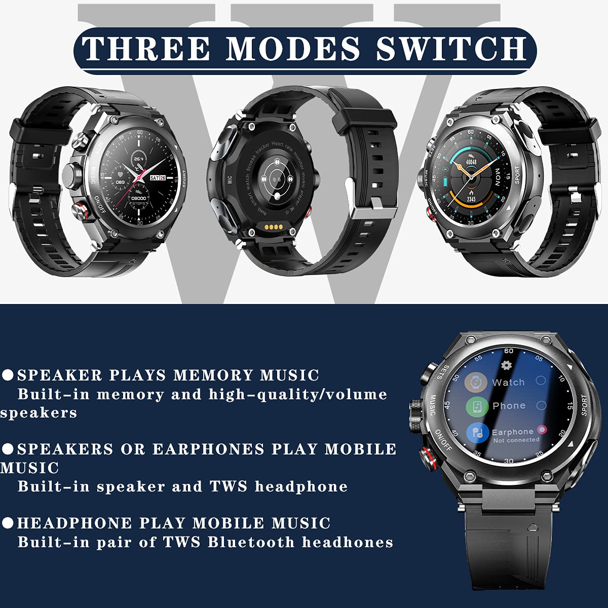 Desong Smart Watch with Earbuds 3 in 1 Round Fitness Tracker 1.28inch Smartwatch for Men Answer/Make Call Speaker Recording Sleep Monitor Sports Smart Watch Long Time Standby SaumyasStore