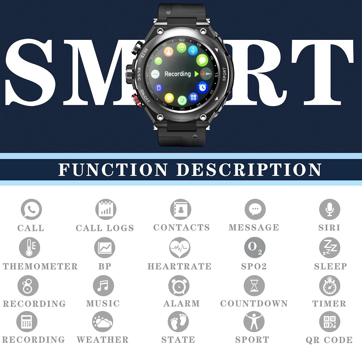 Desong Smart Watch with Earbuds 3 in 1 Round Fitness Tracker 1.28inch Smartwatch for Men Answer/Make Call Speaker Recording Sleep Monitor Sports Smart Watch Long Time Standby SaumyasStore