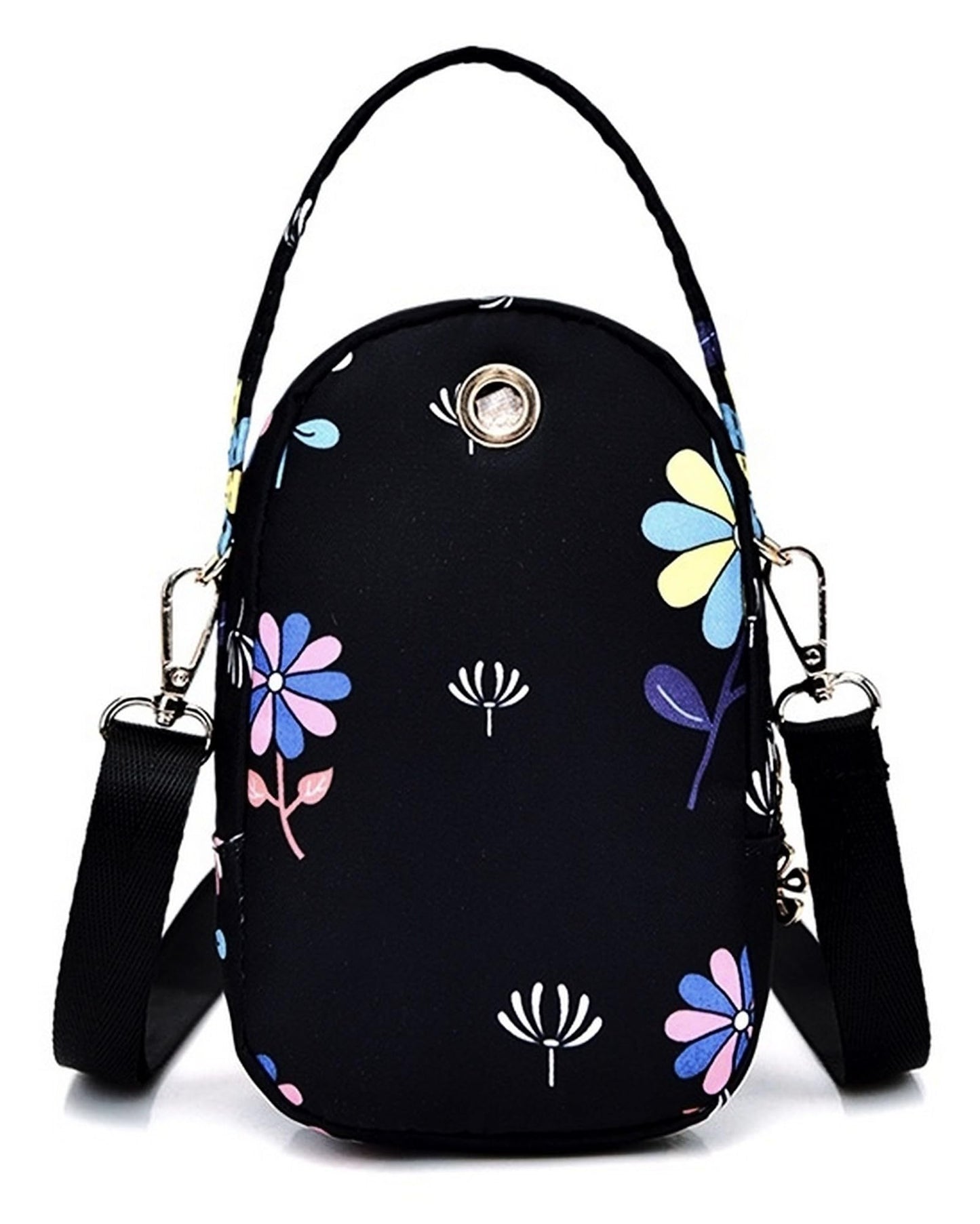 Diva Dale Stylish Trendy Tree Logo Spacious Crossbody Sling Bag For Women And Girls (Black flower) 