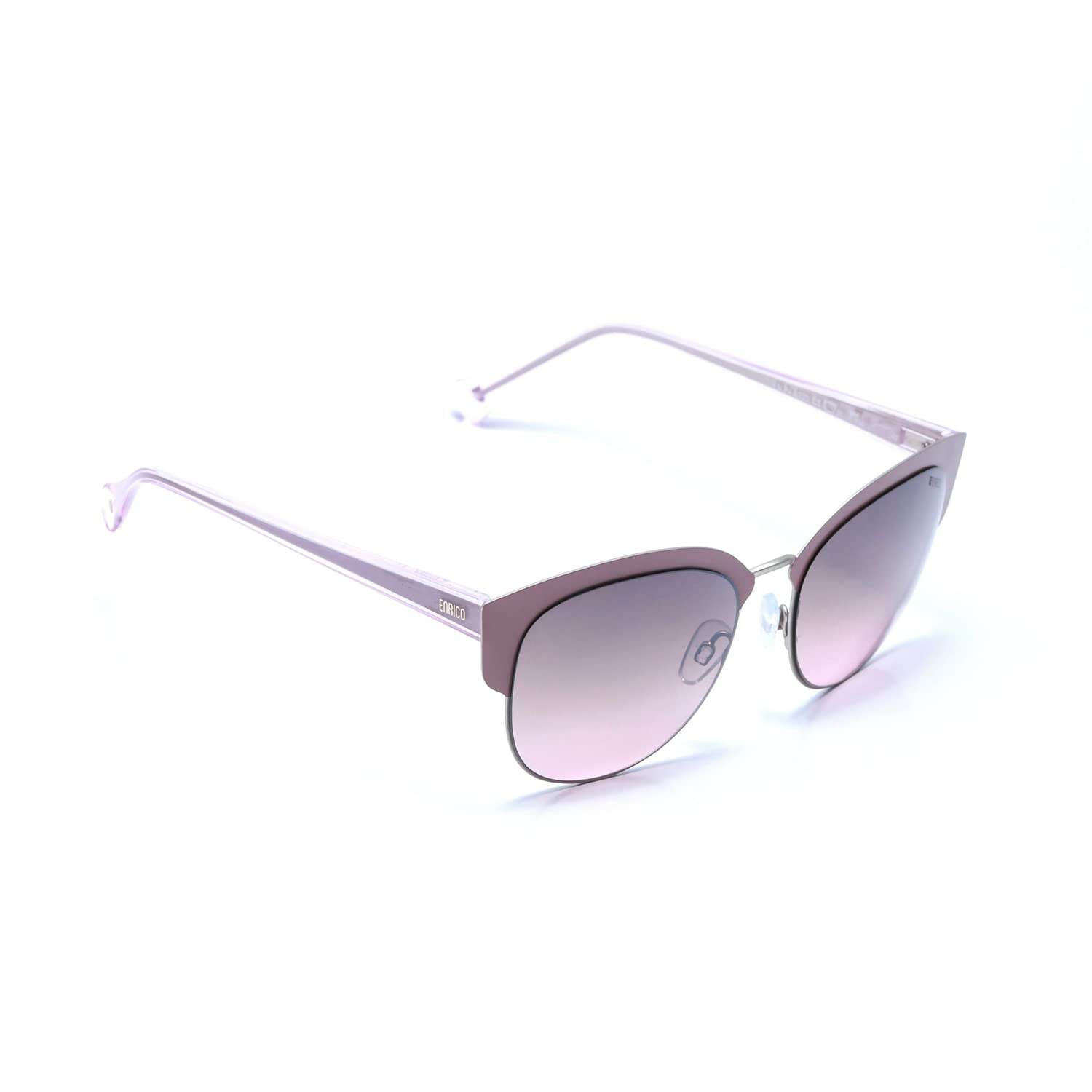 ENRICO SunFun Sunglass with Pink Browline Frames | Pink - Color Polycarbonate Material |Adults-Women Sunglasses with Cover Case 