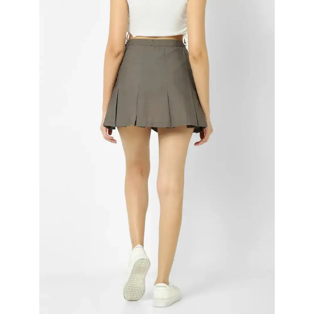 Elegant Brown Cotton Checked Skirts For Women 