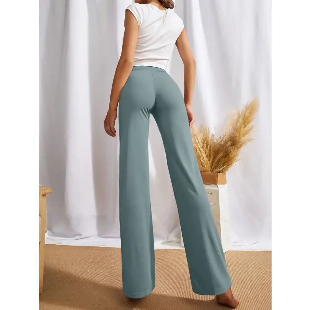 Elegant Green Cotton Solid Trousers For Women 